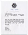 Apollo 15 Flown 6'' x 4'' Ethiopian Flag -- Signed & Inscribed ''Flown to the Moon on Apollo 15 Al Worden CMP'' by NASA Astronaut Al Worden -- Near Fine -- Also With COA by Worden