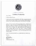 Apollo 15 Flown 6'' x 4'' Haiti Flag -- Signed & Inscribed ''Flown to the Moon on Apollo 15'' by NASA Astronaut Al Worden -- Fine -- Also With COA by Worden