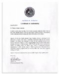 Apollo 15 Flown 6'' x 4'' Jordan Flag -- Signed & Inscribed ''Flown to the Moon on Apollo 15'' by NASA Astronaut Al Worden -- Near Fine -- Also With COA by Worden