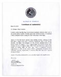 Apollo 15 Flown 6'' x 4'' Lebanon Flag -- Signed & Inscribed ''Flown to the Moon on Apollo 15'' by NASA Astronaut Al Worden -- Near Fine -- Also With COA by Worden