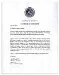 Apollo 15 Flown 6'' x 4'' Pakistan Flag -- Signed & Inscribed ''Flown to the Moon on Apollo 15'' by NASA Astronaut Al Worden -- Near Fine -- Also With COA by Worden