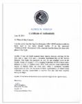 Apollo 15 Flown 6'' x 4'' Romania Flag -- Signed & Inscribed ''Flown to the Moon on Apollo 15'' by NASA Astronaut Al Worden -- Near Fine -- Also With COA by Worden