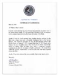 Apollo 15 Flown 6'' x 4'' Senegal Flag -- Signed & Inscribed ''Flown to the Moon on Apollo 15'' by NASA Astronaut Al Worden -- Near Fine -- Also With COA by Worden