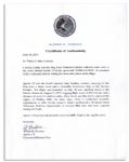 Apollo 15 Flown 6'' x 4'' Thailand Flag -- Signed & Inscribed ''Flown to the Moon on Apollo 15'' by NASA Astronaut Al Worden -- Near Fine -- Also With COA by Worden
