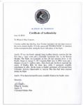 Apollo 15 Flown 6'' x 4'' Tunisia Flag -- Signed & Inscribed ''Flown to the Moon on Apollo 15'' by NASA Astronaut Al Worden -- Near Fine -- Also With COA by Worden