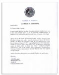 Apollo 15 Flown 6'' x 4'' Venezuela Flag -- Signed & Inscribed ''Flown to the Moon on Apollo 15'' by NASA Astronaut Al Worden -- Near Fine -- Also With COA by Worden