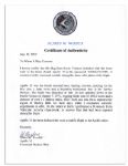 Apollo 15 Flown 6'' x 4'' South Vietnam Flag -- Signed & Inscribed ''Flown to the Moon on Apollo 15'' by NASA Astronaut Al Worden -- Near Fine -- Also With COA by Worden