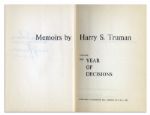 Harry Truman Signed Two Volume Set of ''Memoirs'' -- Both Volumes Signed