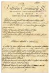 1939 Benito Mussolini & Vittorio Emanuele III Document Signed