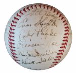 Baseball Signed by the Record-Breaking 1950 National League All-Star Team -- Stan Musial, Jackie Robinson, Ralph Kiner, Pee Wee Reese & 20 More! -- From Personal Estate of Larry Jansen