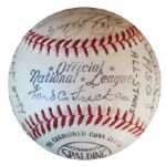 Baseball Signed by the Record-Breaking 1950 National League All-Star Team -- Stan Musial, Jackie Robinson, Ralph Kiner, Pee Wee Reese & 20 More! -- From Personal Estate of Larry Jansen