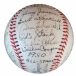 Baseball Signed by the Record-Breaking 1950 National League All-Star Team -- Stan Musial, Jackie Robinson, Ralph Kiner, Pee Wee Reese & 20 More! -- From Personal Estate of Larry Jansen