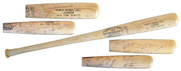 Larry Jansen Special Issue World Series Bat Signed by the 1951 Giants Team -- Bobby Thomson, Willy Mays, Larry Jansen and 24 More -- With PSA/DNA COA