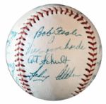 1955-56 Seattle Rainiers Team Signed Baseball -- 23 Signatures -- With Larry Jansen, Joe Ginsberg, Bob Swift & 20 Others -- From Estate of Larry Jansen