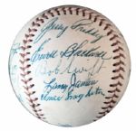1955-56 Seattle Rainiers Team Signed Baseball -- 23 Signatures -- With Larry Jansen, Joe Ginsberg, Bob Swift & 20 Others -- From Estate of Larry Jansen