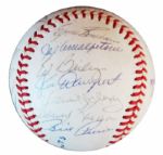 1963 San Francisco Giants Team-Signed Baseball -- With Willie Mays' Signature and 23 More -- From Estate of Larry Jansen -- With PSA/DNA COA