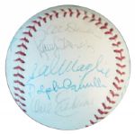 Baseball Signed by National League All-Stars -- Monte Irvin, Larry Jansen, Bobby Thomson, Carl Erskine, Pee Wee Reese, Don Mueller, Mike McCormick, Wally Moon & More -- From Estate of Larry Jansen