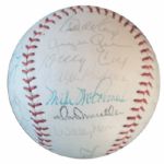 Baseball Signed by National League All-Stars -- Monte Irvin, Larry Jansen, Bobby Thomson, Carl Erskine, Pee Wee Reese, Don Mueller, Mike McCormick, Wally Moon & More -- From Estate of Larry Jansen