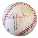 Willie Mays Signs the Sweet Spot of Pacific Coast League Baseball -- With HOFers Whitey Ford & Bob Feller & MVP Maury Wills -- From Estate of Larry Jansen -- With PSA/DNA COA