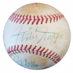 Willie Mays Signs the Sweet Spot of Pacific Coast League Baseball -- With HOFers Whitey Ford & Bob Feller & MVP Maury Wills -- From Estate of Larry Jansen -- With PSA/DNA COA
