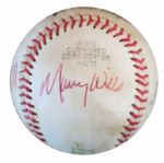 Willie Mays Signs the Sweet Spot of Pacific Coast League Baseball -- With HOFers Whitey Ford & Bob Feller & MVP Maury Wills -- From Estate of Larry Jansen -- With PSA/DNA COA