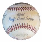 Willie Mays Signs the Sweet Spot of Pacific Coast League Baseball -- With HOFers Whitey Ford & Bob Feller & MVP Maury Wills -- From Estate of Larry Jansen -- With PSA/DNA COA