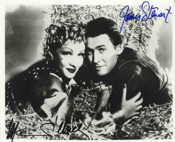 8 x 10 Signed Photo of Marlene Dietrich & James Stewart From Destiny Rides Again -- Felt Tip Ink Signatures -- Very Good