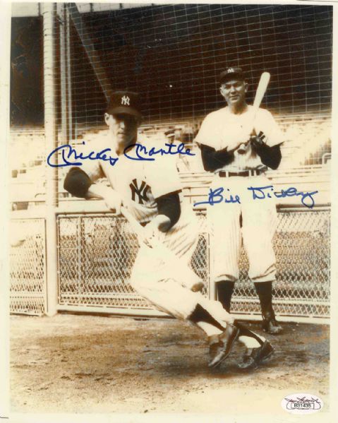 Mickey Mantle & Bill Dickey 8 x 10 Signed Photo -- Near Fine -- With JSA COA