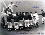 Bobby Thomson and Ralph Branca Signed 20 x 16.5 Photo of Shot Heard Round the World -- Bobby Thomson & Ralph Branca / Oct. 3, 1951 -- Fine
