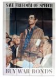 Norman Rockwells 1943 World War II Four Freedoms Poster -- Freedom of Speech -- Larger Size Measuring 28 x 40