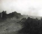 Original 10 x 8 Black and White Glossy World War II Press Photo of American Troops Firing Near Fort De Fougaville, France -- Very Good