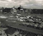 Original Aerial World War II 10 x 8 Black and White Glossy Press Photo of Goods and Materials Stored in England -- Very Good