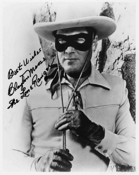 Clayton Moore 8 x 10 Signed Photo as The Lone Ranger -- Best Wishes / Clayton Moore / The Lone Ranger -- Fine Condition  