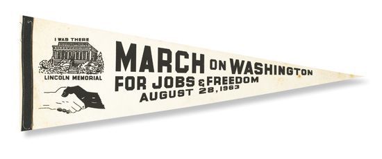 Original Pennant From the 1963 March on Washington for Jobs and Freedom