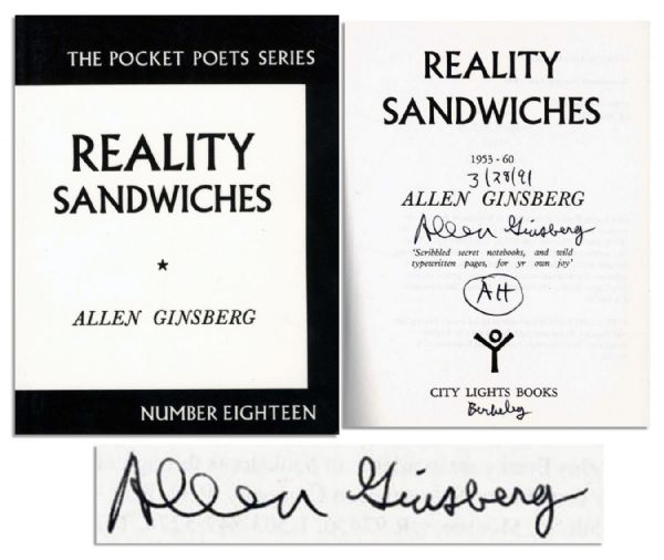 Allen Ginsberg Signed Reality Sandwiches 1953-60 -- ...Scribbled secret notebooks, and wild typewritten pages, for yr own joy...