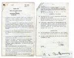 Top Secret Draft Signed by Bernard Montgomery on the German People and the Occupation of Germany Just After Her Surrender in 1945 -- With Numerous Hand-Edits by Montgomery Such as ...Our...