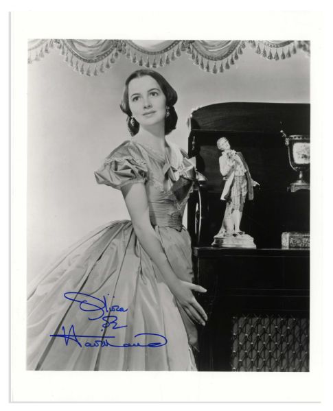 Olivia de Havilland Signed 8 x 10 Photo From Gone With the Wind -- Signed in Blue Ink -- Fine -- With Wehrmann COA