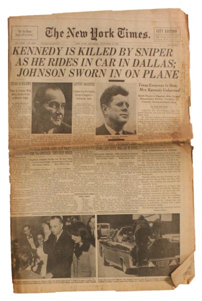 JFK Assassination Newspaper -- The New York Times From 23 November 1963
