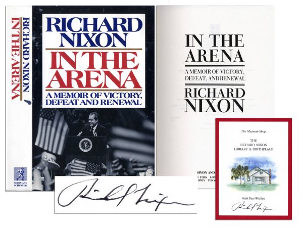 Richard Nixon Signed In The Arena - A Memoir of Victory, Defeat, and Renewal -- 6.25 x 9.5 -- Near Fine