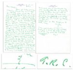 Ty Cobb Autograph Letter Signed Shortly After His Cancer Surgery -- ...I am full of this hellish pain unless I fill up on pain killers to not fully abate my suffering...and yet...I do not...