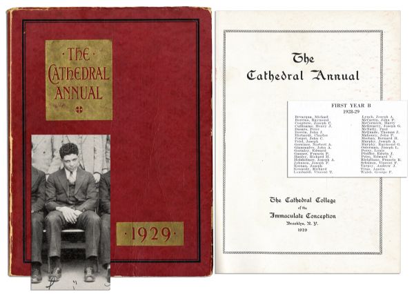 Rare Freshman Year High School Yearbook for Vince Lombardi -- at Cathedral College Where Lombardi Was Preparing for Priesthood
