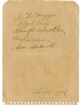 1938 Joe DiMaggio Signature -- Five Other Yankees From Championship Season Also Sign -- PSA/DNA Pre-Certified