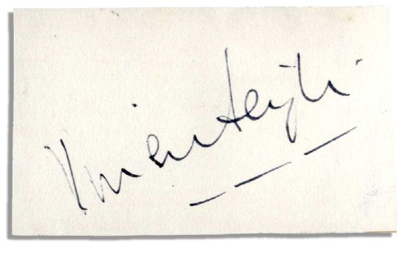 Screen Siren Vivien Leigh Signature on a 3 x 2 Card -- Near Fine