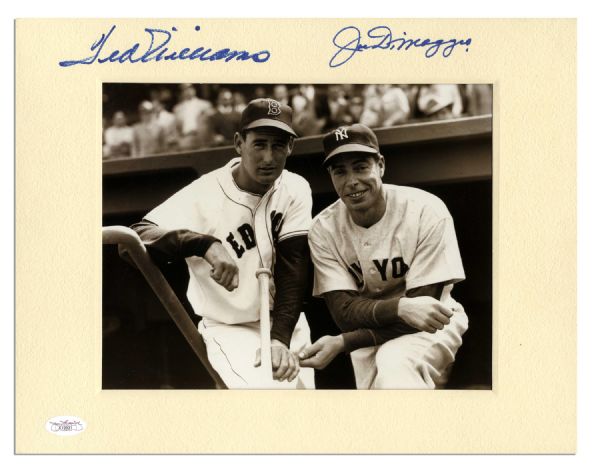 Outstanding 10 x 8 Joe DiMaggio and Ted Williams Signed Photo -- Large, Bold Signatures -- With JSA COA