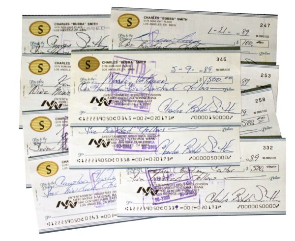 Bubba Smith Single-Signed Checks -- Lot of 10