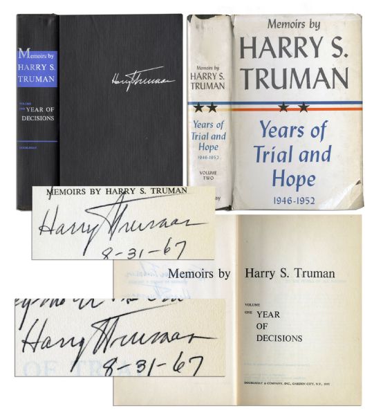Harry Truman Signed Two Volume Set of Memoirs -- Both Volumes Signed