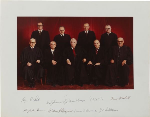 Official Signed Photo by All 9 Justices of the Warren Burger Supreme Court