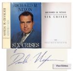 Richard Nixon Signed Six Crises -- For Alice Miles from Dick Nixon