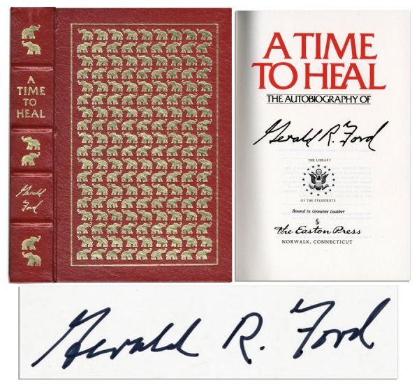 Gerald Ford Signed Easton Press Edition of His Autobiography A Time to Heal