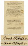 Noah Webster Twice-Signed 1804 Deed for Land in New Haven, Connecticut